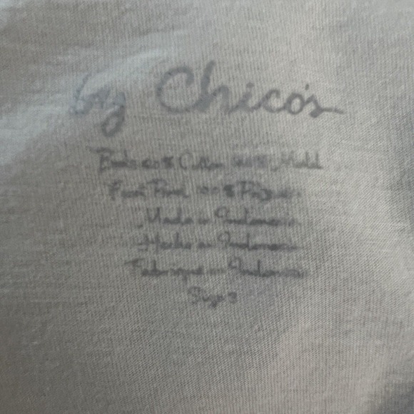 Chicos Shirt Womens XL Light Gray Embellished Mixed Media Updated Basic Party - Picture 6 of 8